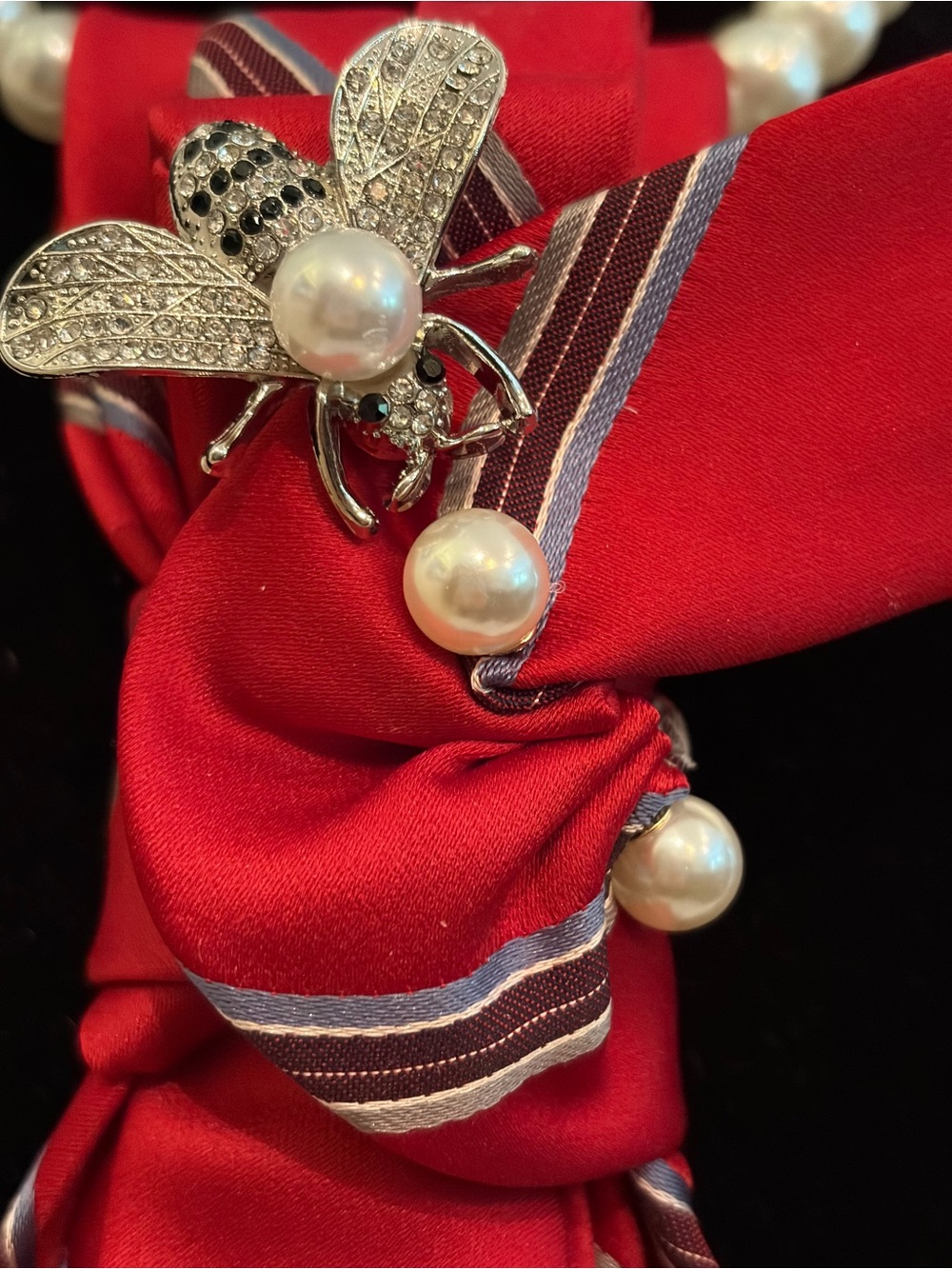 Dior Women’s Tie Red Striped Silk - Picture 5 of 7